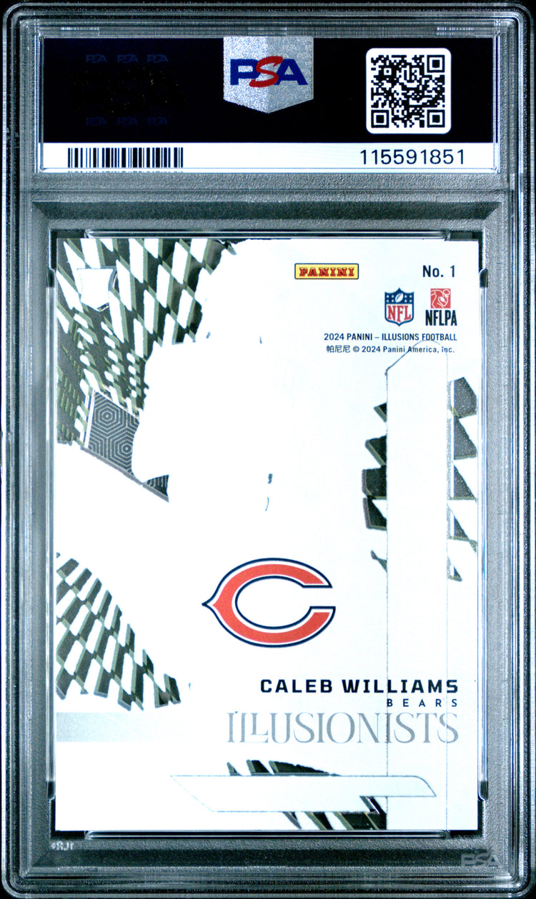 Graded 2024 Panini Illusions Caleb Williams #1 Illusionists Rookie RC Football Card PSA 10 Gem Mint