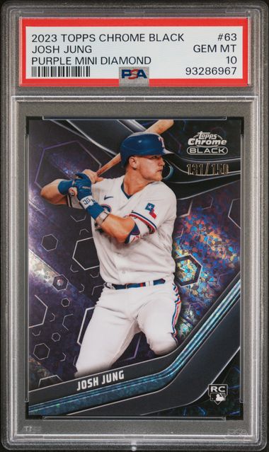 Graded 2023 Topps Chrome Black Josh Jung #63 /150 Purple Mini Diamond Rookie RC Baseball Card PSA 10 Gem Mint