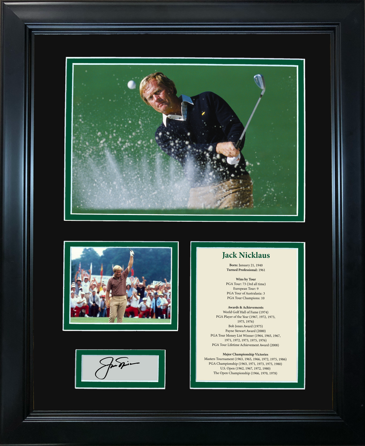 Framed Jack Nicklaus Hall of Fame Facsimile Laser Engraved Signature Auto PGA Golf 11"x14" Photo Sig Collage