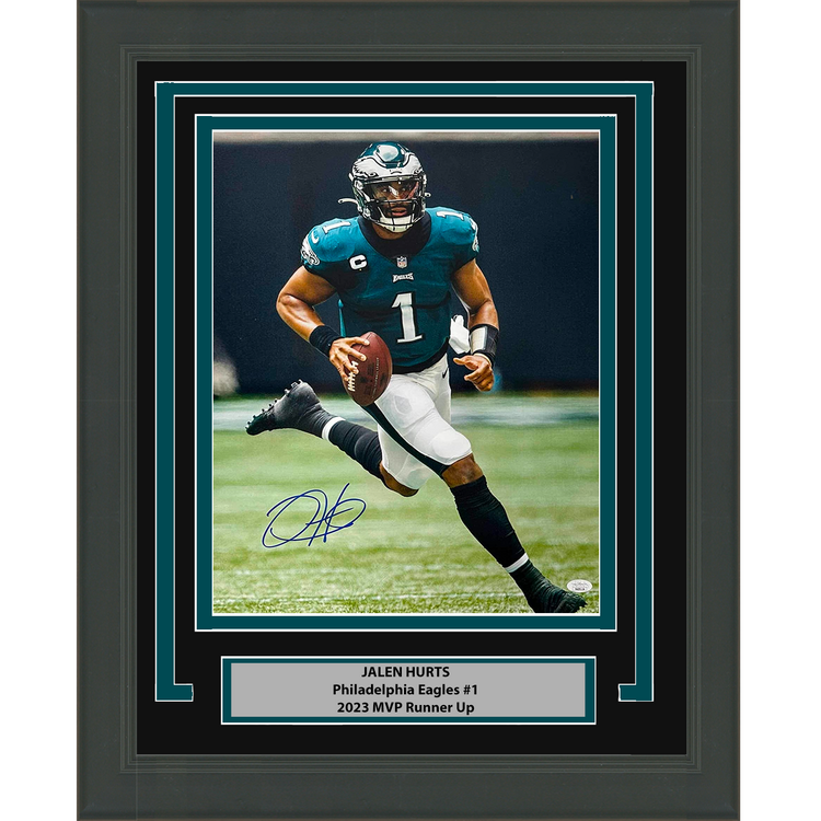 Framed Autographed/Signed Jalen Hurts Philadelphia Eagles 8x10 Football Photo JSA COA #2