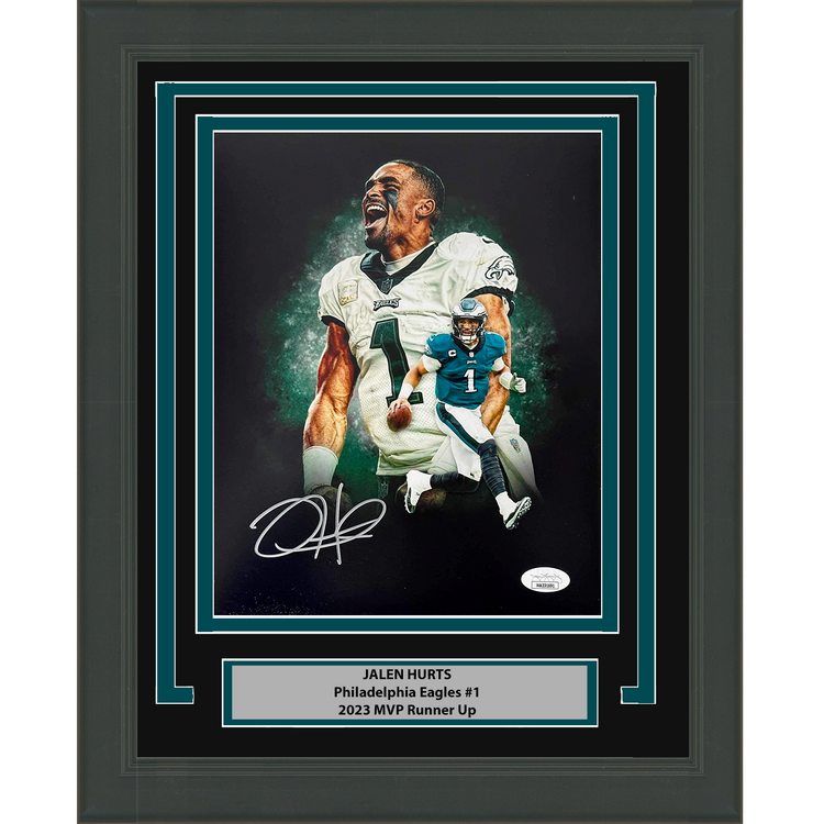 Framed Autographed/Signed Jalen Hurts Philadelphia Eagles 8x10 Football Photo JSA COA #1