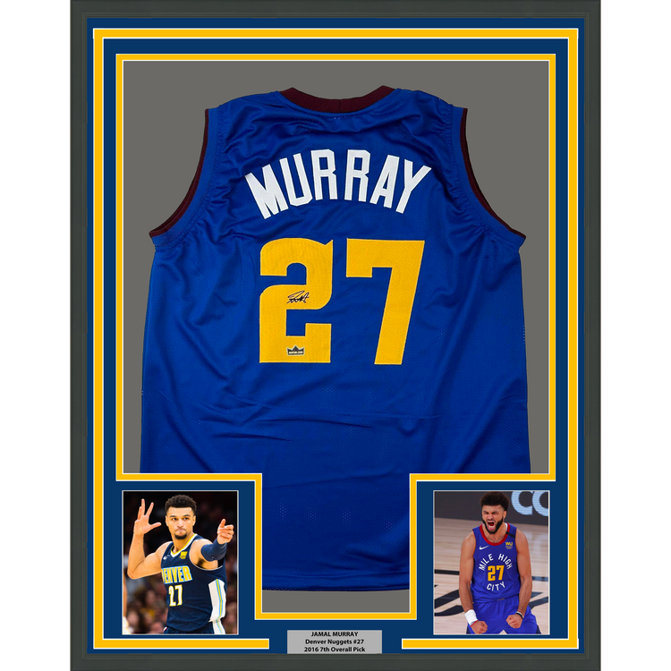 Framed Facsimile Autographed Jamal Murray 35x39 Denver Royal Blue Reprint Laser Auto Basketball Jersey