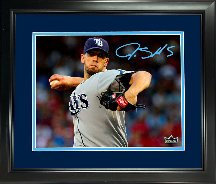 Framed James Shields Tampa Bay Rays Facsimile Laser Engraved Signature Auto 11"x14" Baseball Photo HOFSM Holo