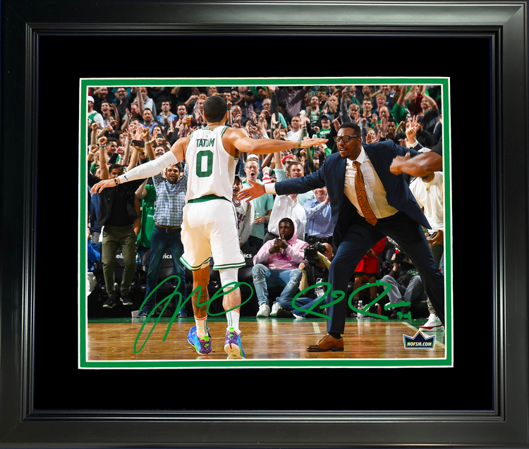 Framed Jayson Tatum & Paul Pierce Dual Facsimile Laser Engraved Signature Auto 11"x14" Basketball Photo HOFSM Holo