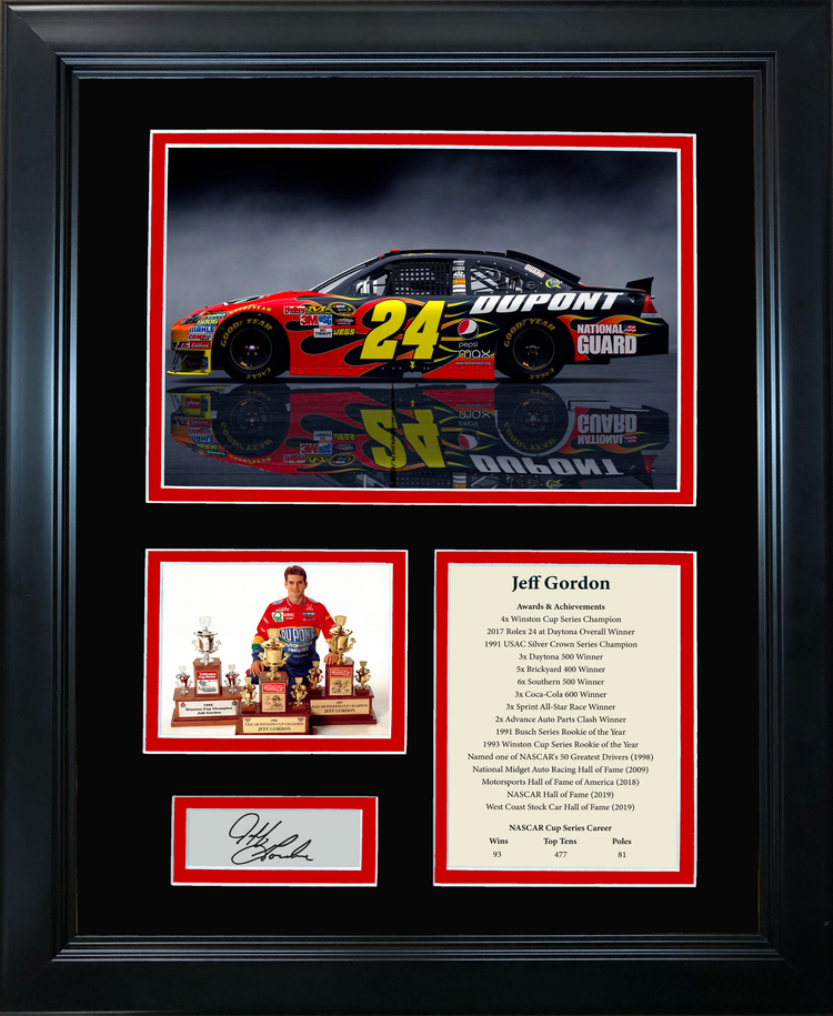 Framed Jeff Gordon Hall of Fame Facsimile Laser Engraved Signature Auto 11"x14" Photo Sig Collage