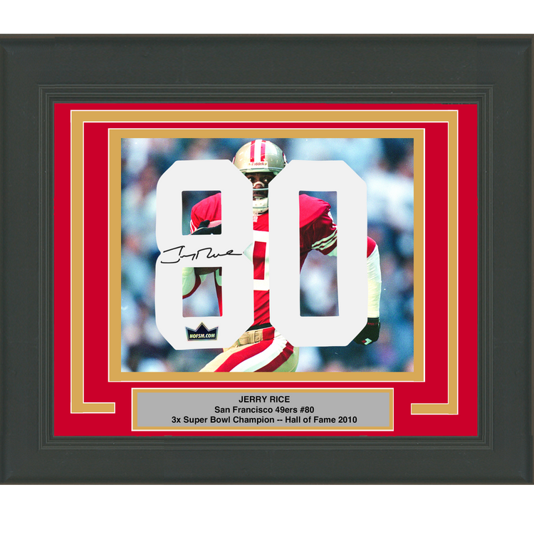 Framed Jerry Rice Facsimile Autographed Jersey Number 23x21 San Francisco 49ers Reprint Laser Auto Football Photo