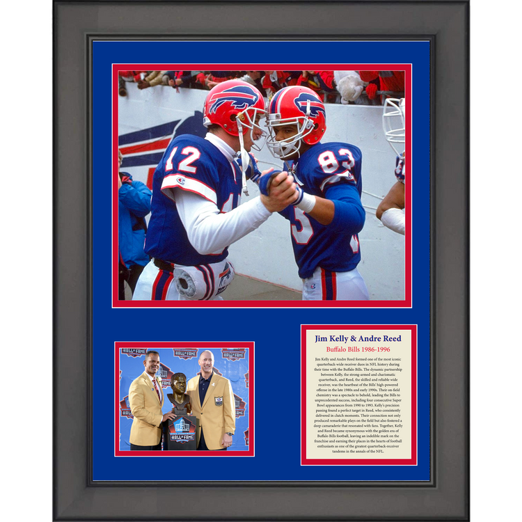 Framed Jim Kelly & Andre Reed Hall of Fame Buffalo Bills 11"x14" Football Three Photo Collage