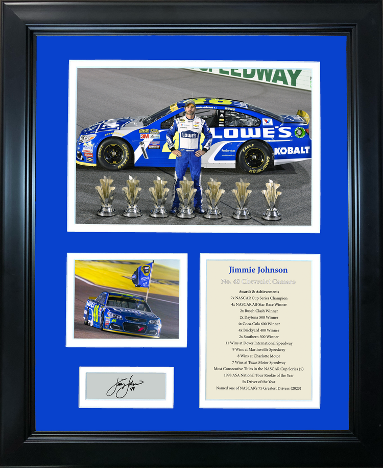 Framed Jimmie Johnson Hall of Fame Facsimile Laser Engraved Signature Auto 11"x14" Photo Sig Collage