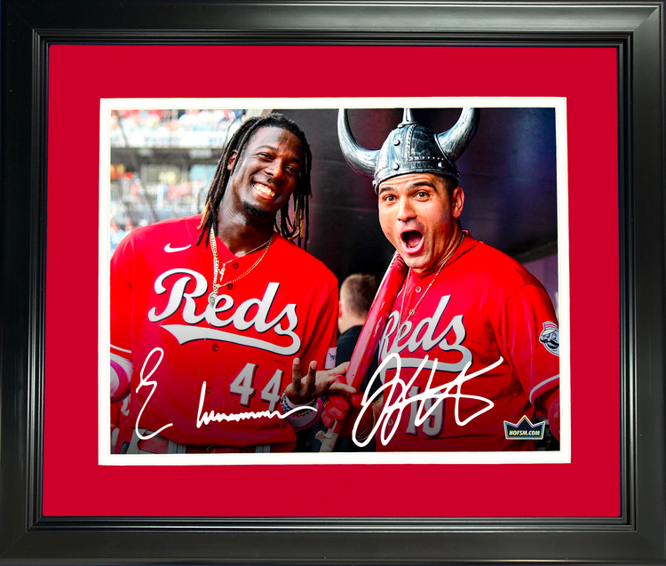 Framed Joey Votto & Elly De La Cruz Cincinnati Reds Dual Facsimile Laser Engraved Signature Auto 11"x14" Baseball Photo HOFSM Holo