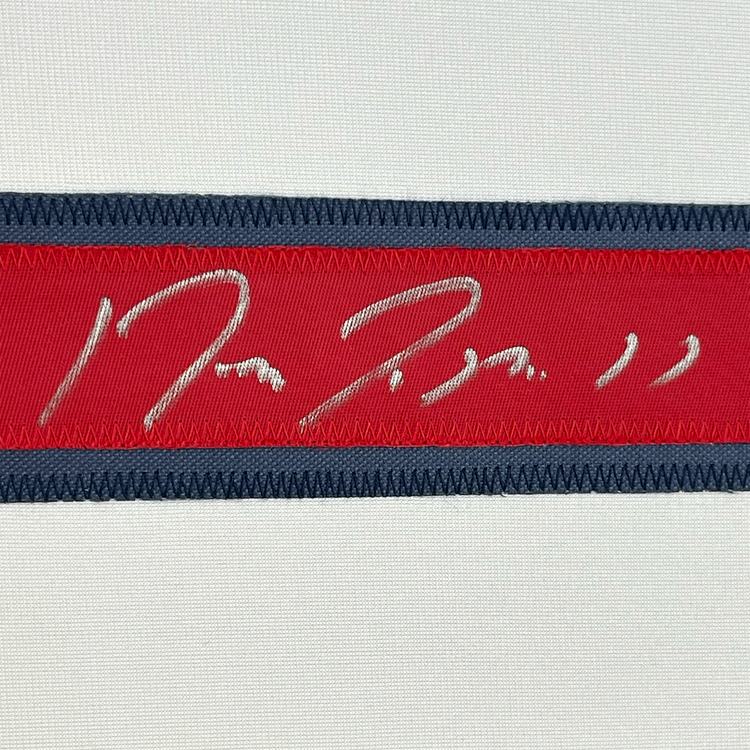 Framed Autographed/Signed Jose Ramirez 35x39 Cleveland White Baseball Jersey Beckett BAS COA