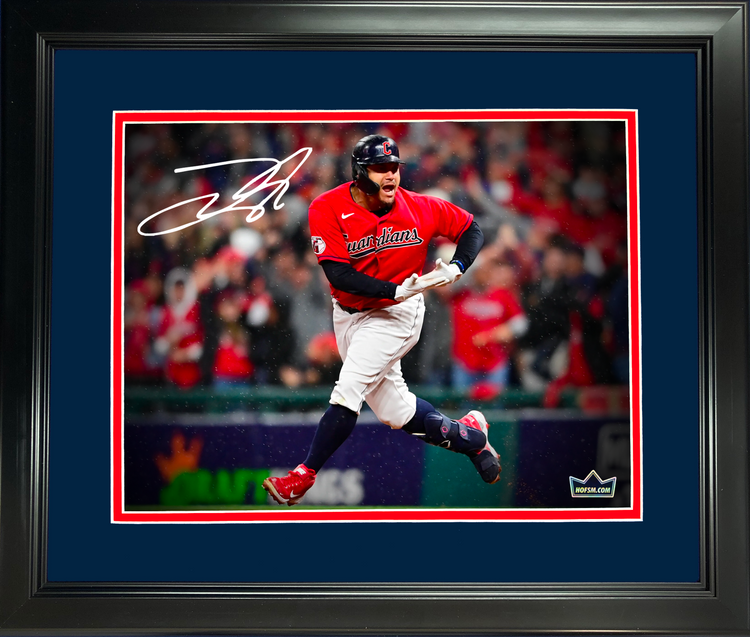 Framed Josh Naylor Rock The Baby Celebration Cleveland Guardians Facsimile Laser Engraved Signature Auto 11"x14" Baseball Photo HOFSM Holo