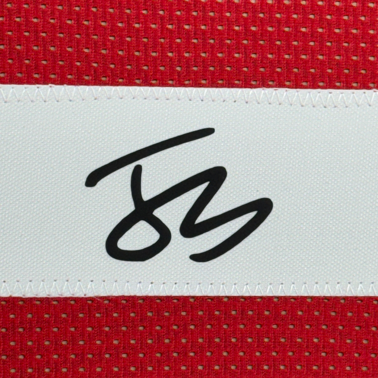 Framed Facsimile Autographed Julian Sayin 35x39 Ohio State Red Reprint Laser Auto College Football Jersey