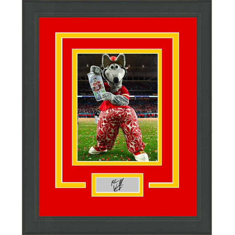 Framed K.C. Wolf Facsimile Laser Engraved Signature Auto Kansas City Chiefs 11x14 Football Photo