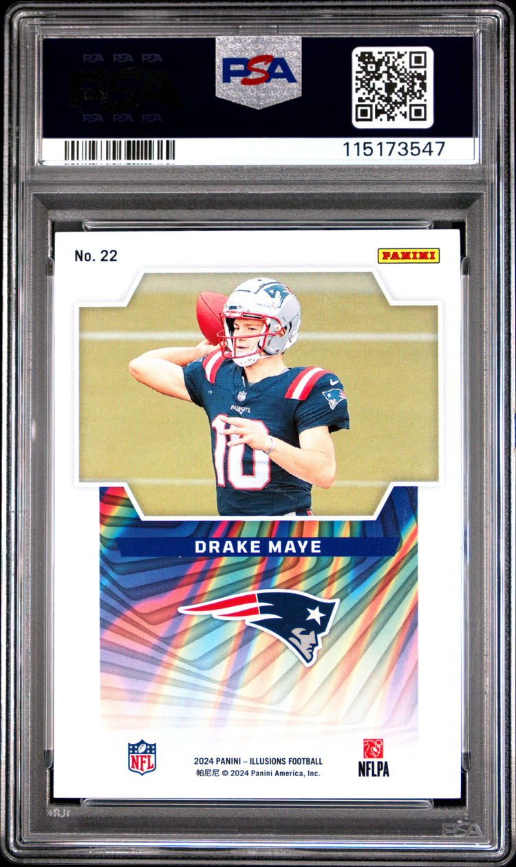 Graded 2024 Panini Illusions Drake Maye #22 Game Magicians Rookie RC Football Card PSA 10 Gem Mint