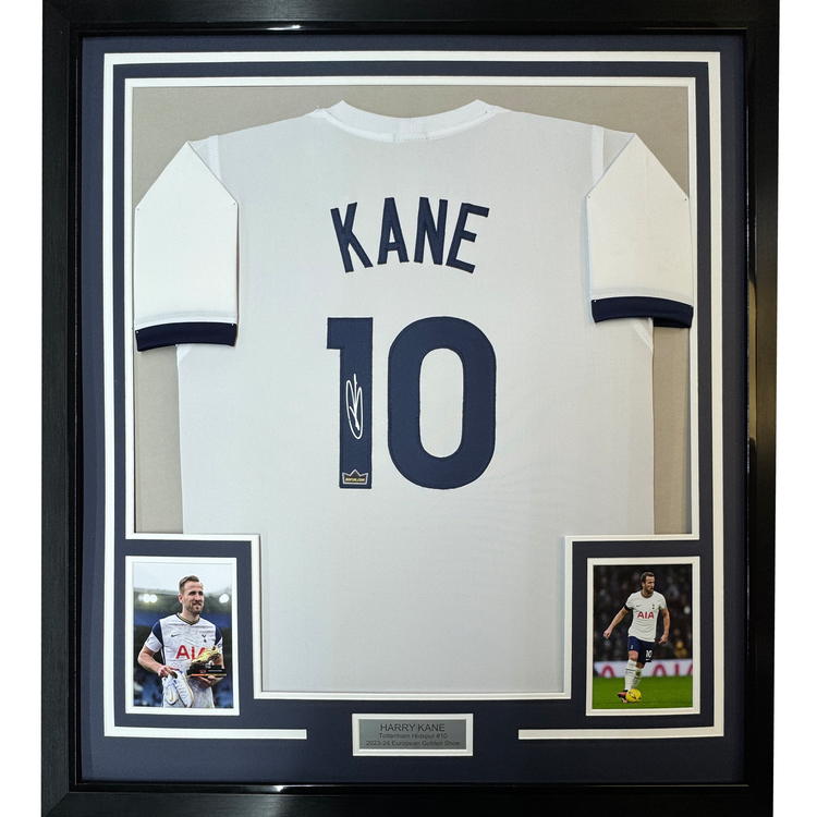 Framed Facsimile Autographed Harry Kane 35x39 Tottenham Hotspur FC White Reprint Laser Auto Soccer Jersey