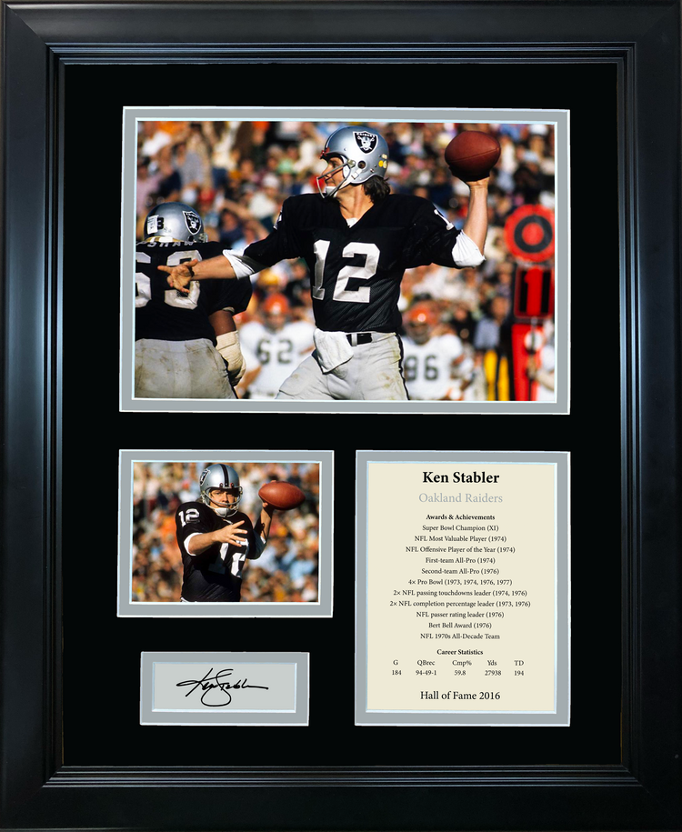 Framed Ken Stabler Hall of Fame Facsimile Laser Engraved Signature Auto Oakland Las Vegas Raiders 11"x14" Football Photo Sig Collage