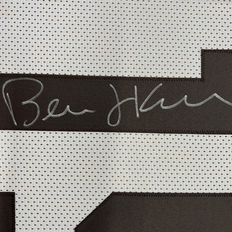Framed Autographed/Signed Bernie Kosar 35x39 Cleveland White Football Jersey JSA COA
