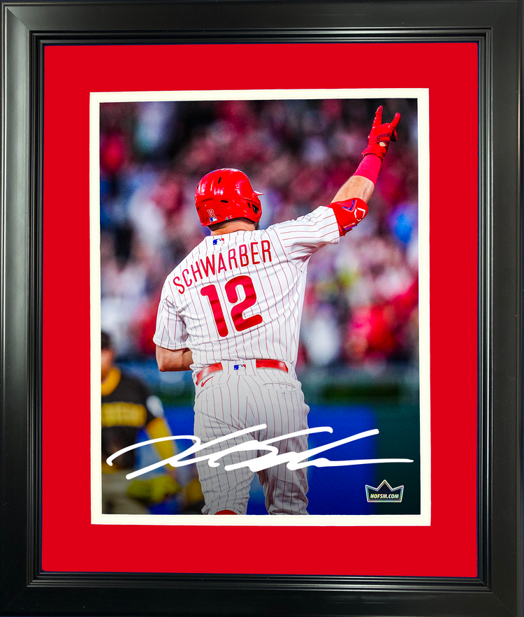 Framed Kyle Schwarber Philadelphia Phillies Facsimile Laser Engraved Signature Auto 11"x14" Baseball Photo HOFSM Holo