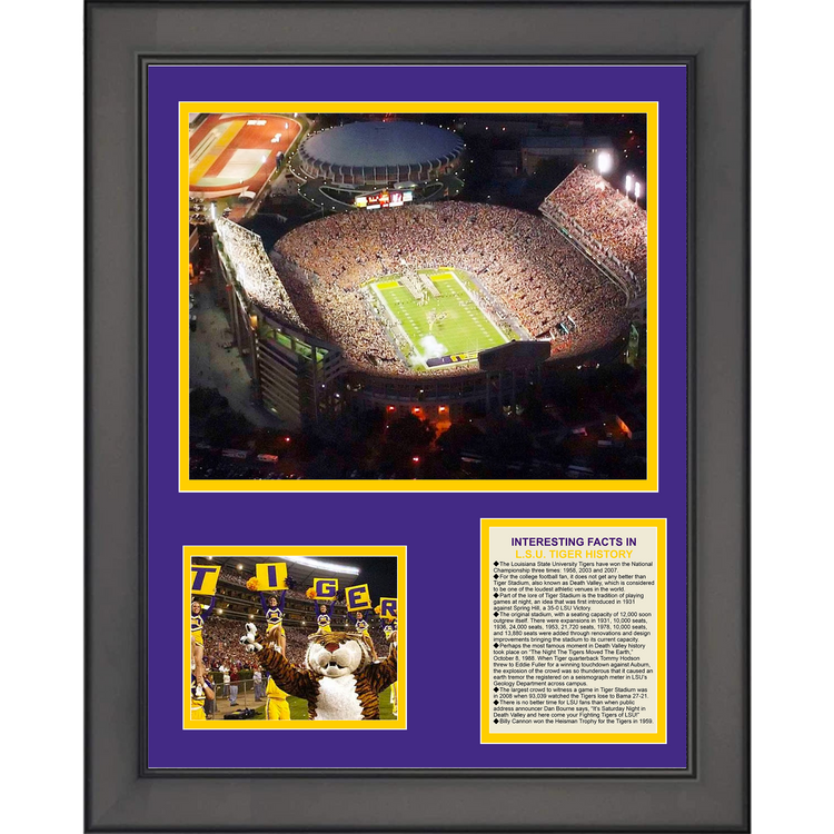 Framed LSU Tigers Stadium & Team History 11"x14" College Football Three Photo Collage