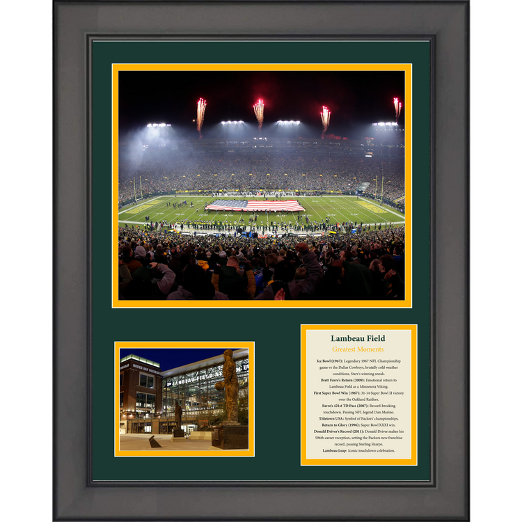 Framed Greatest Moments at Lambeau Field Green Bay Packers 11"x14" Football Three Photo Collage