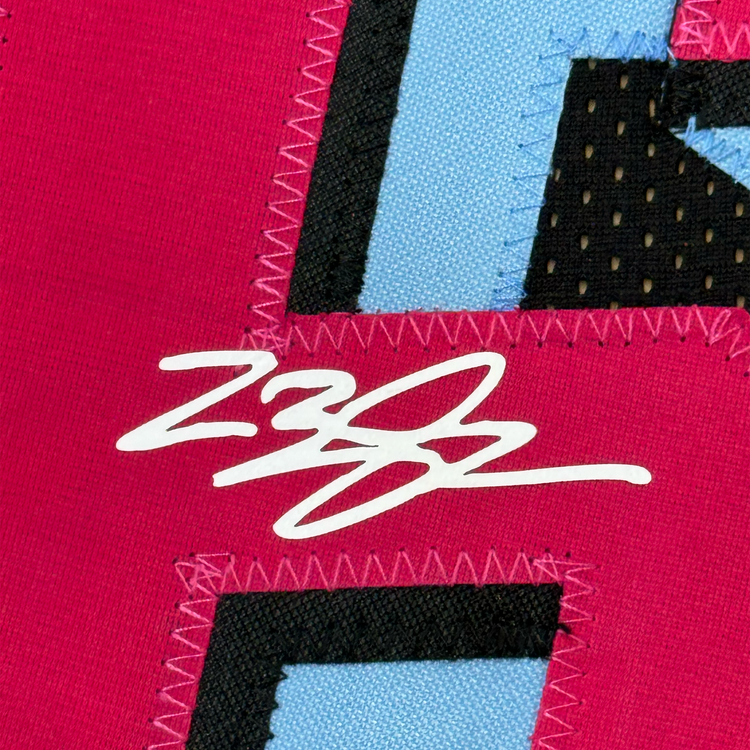 Framed Facsimile Autographed LeBron James 35x39 Miami Black Vice City Reprint Laser Auto Basketball Jersey