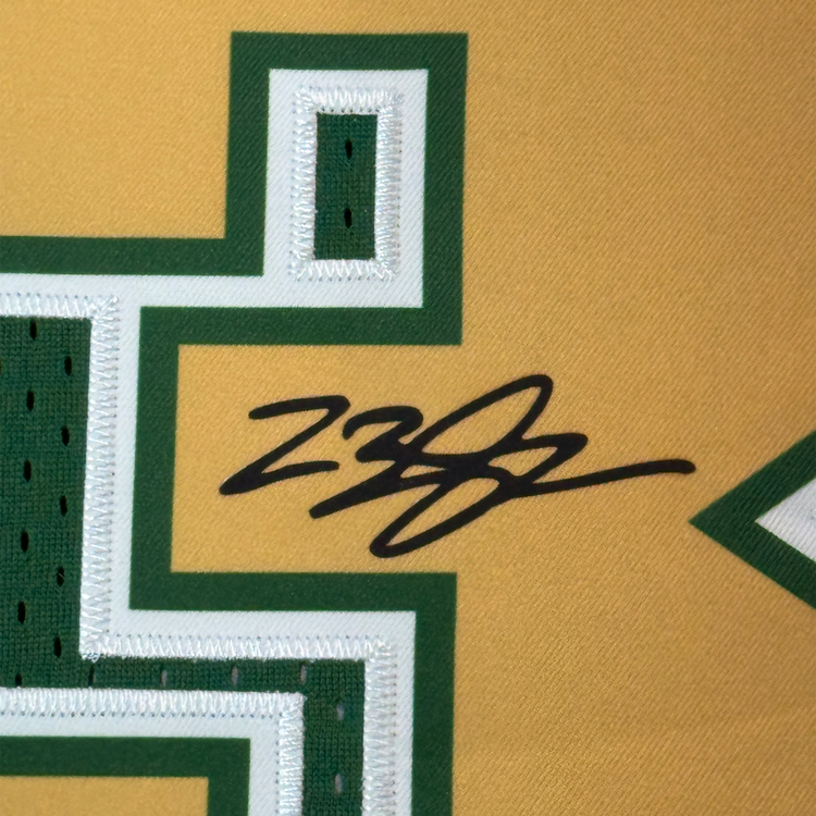 Framed Facsimile Autographed LeBron James 35x39 St. Vincent-St. Mary High School Green Reprint Laser Auto Basketball Jersey