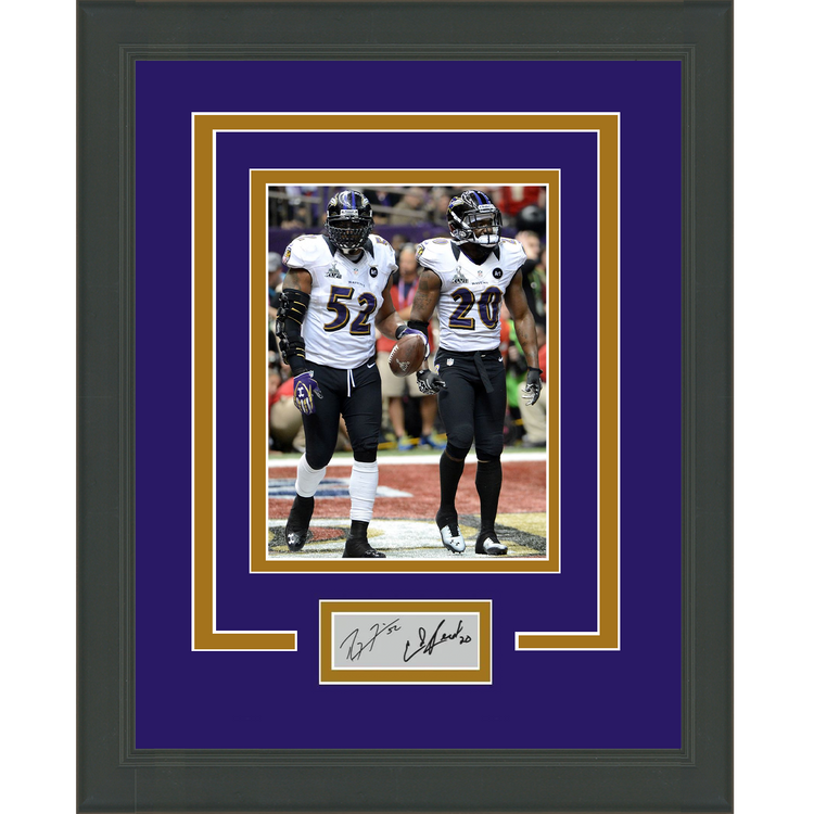 Framed Ray Lewis and Ed Reed Facsimile Laser Engraved Signature Auto Baltimore Ravens 11x14 Football Photo