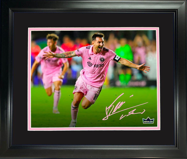 Framed Lionel Messi Inter Miami CF Facsimile Laser Engraved Signature Auto 11"x14" Soccer Photo HOFSM Holo