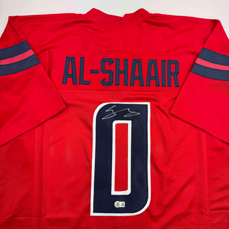 Autographed/Signed Azeez Al Shaair Houston Red Football Jersey Beckett BAS COA