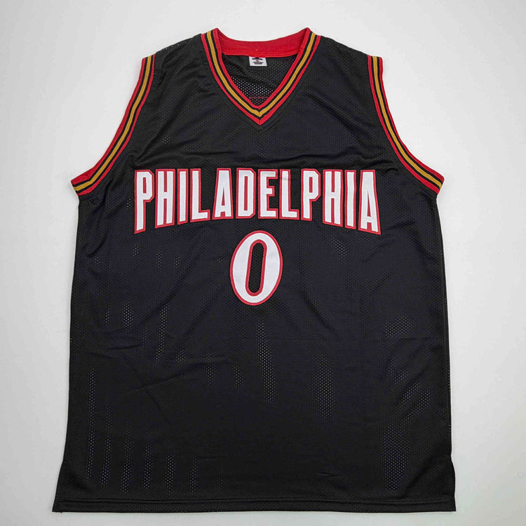 Facsimile Autographed Tyrese Maxey Philadelphia Retro Black Reprint Laser Auto Basketball Jersey Size Men's XL