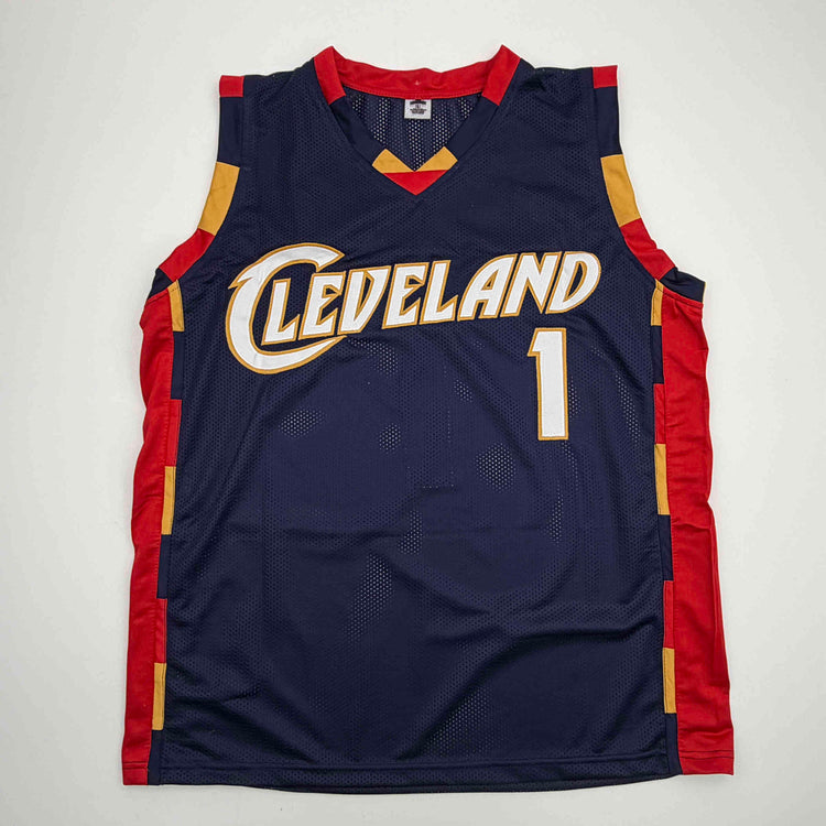 Facsimile Autographed James Harden Cleveland Retro Blue Reprint Laser Auto Basketball Jersey Size Men's XL