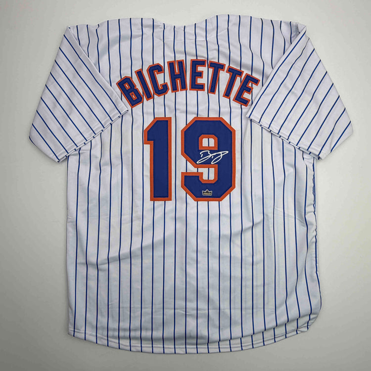 Facsimile Autographed Bo Bichette New York Pinstripe Reprint Laser Auto Baseball Jersey Size Men's XL