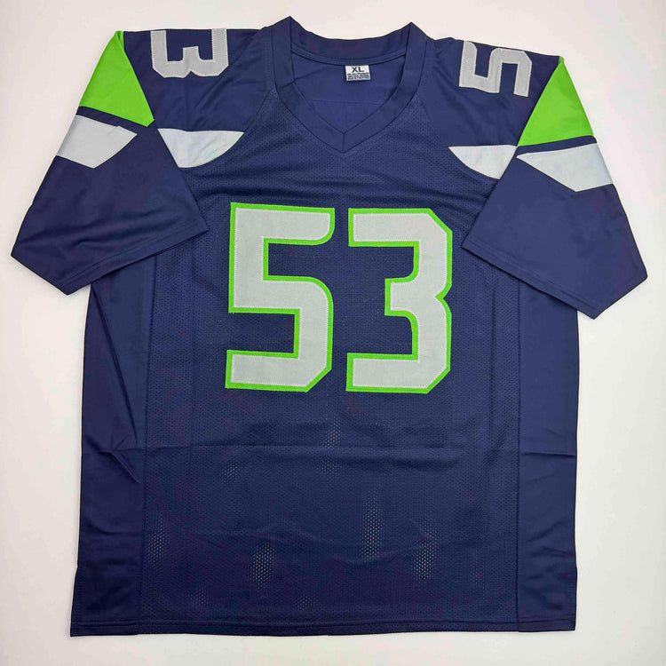 Autographed/Signed Malcolm Smith Seattle Blue Football Jersey Beckett BAS COA