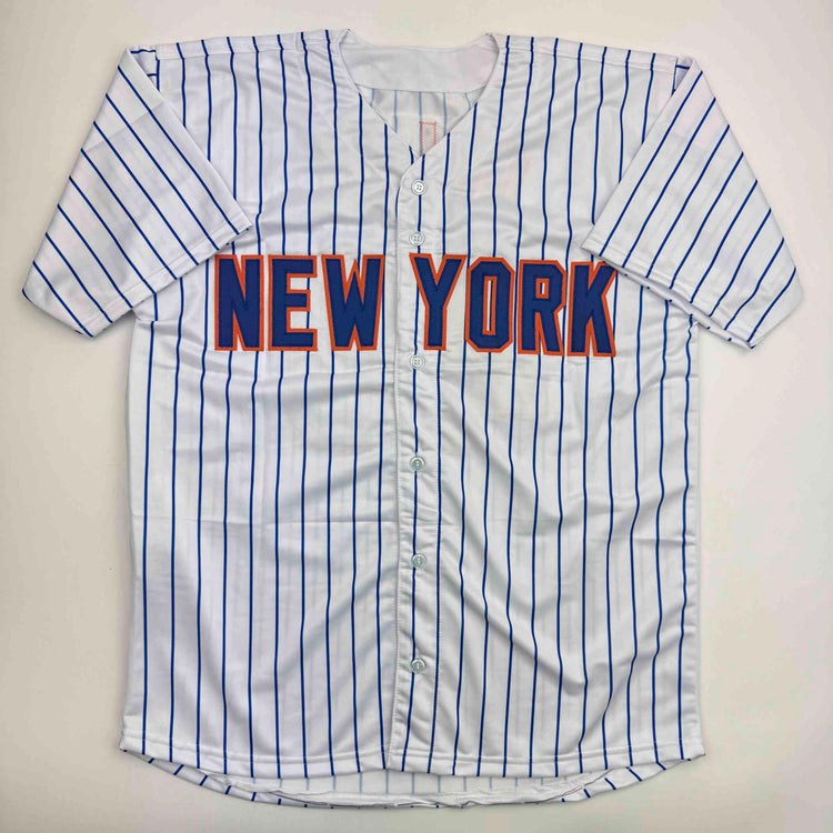 Autographed/Signed Bartolo Colon Inscribed Big Sexy New York Pinstripe Baseball Jersey Beckett BAS COA