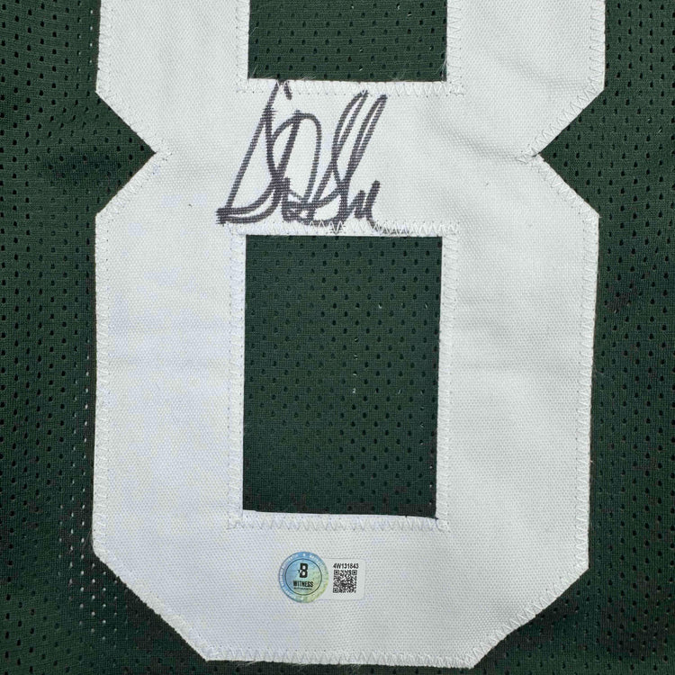 Autographed/Signed Sterling Sharpe Green Bay Green Football Jersey Beckett BAS COA