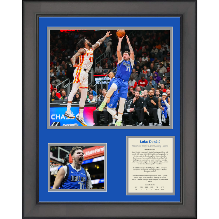 Framed Luka Doncic 73 Point Game Record Basketball 11"x14" Three Photo Collage