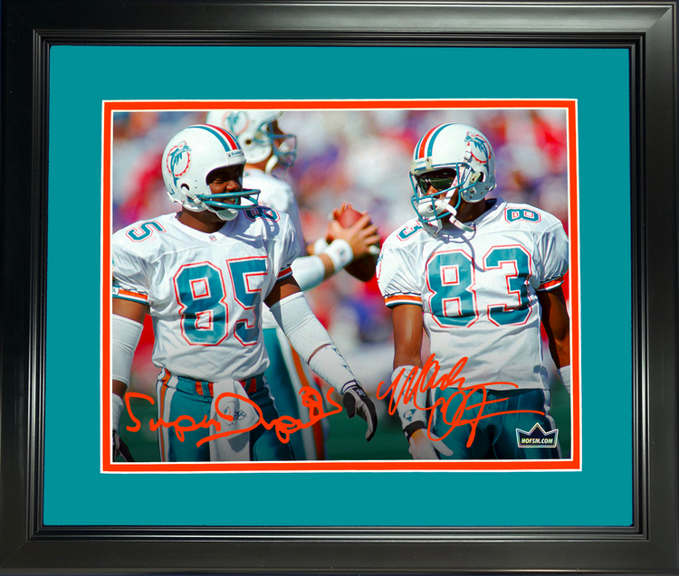 Framed Mark Duper & Mark Clayton Marks Brothers Miami Dolphins Dual Facsimile Laser Engraved Signature Auto 11"x14" Football Photo HOFSM Holo
