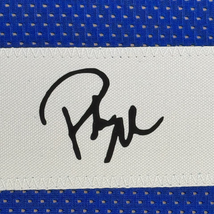 Framed Facsimile Autographed Pat McAfee 35x39 Indianapolis Blue Reprint Laser Auto Football Jersey