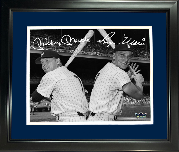 Framed Mickey Mantle Roger Maris New York Yankees Dual Facsimile Laser Engraved Signature Auto 11"x14" Baseball Photo HOFSM Holo