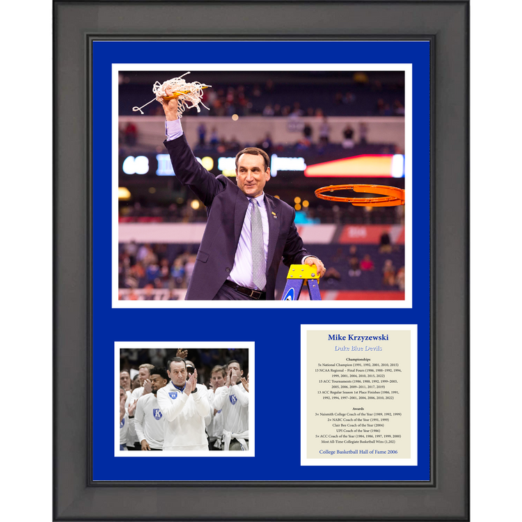 Framed Mike Krzyzewski Coach K Hall of Fame Duke Blue Devils NCAA Basketball 11"x14" Three Photo Collage