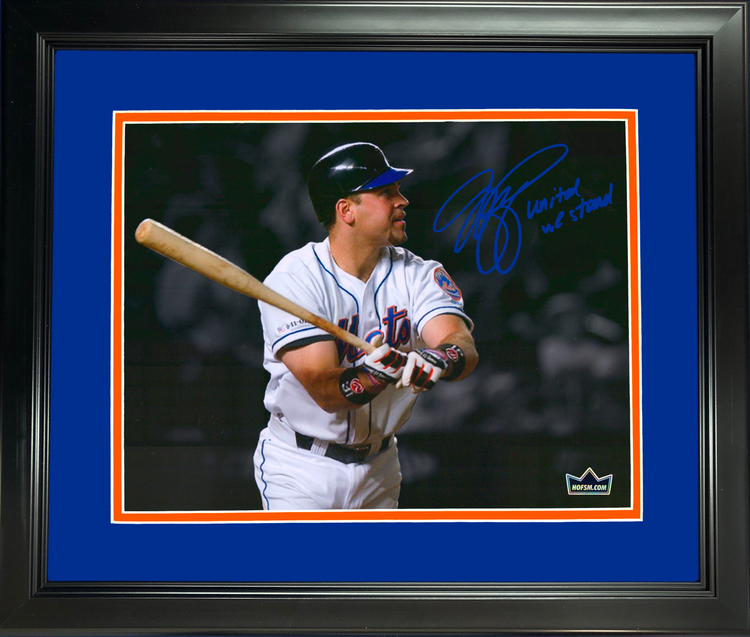 Framed Mike Piazza United We Stand 9/11 Home Run New York Mets Facsimile Laser Engraved Signature Auto 11"x14" Baseball Photo HOFSM Holo
