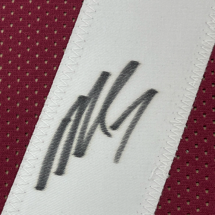 Framed Autographed/Signed Michael Mike Vick 35x39 Virginia Tech Maroon College Football Jersey PSA/DNA COA