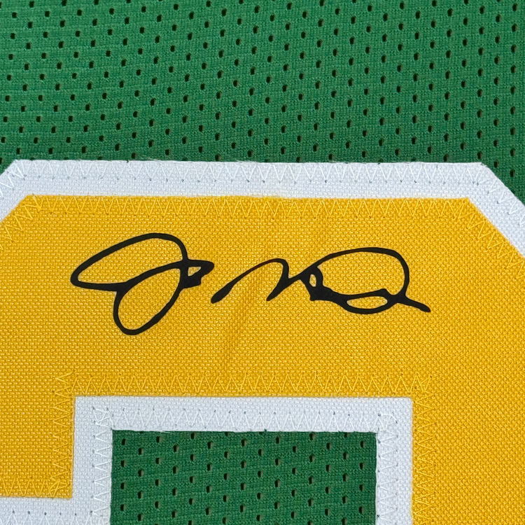 Framed Facsimile Autographed Joe Montana 35x39 Notre Dame Green Reprint Laser Auto College Football Jersey