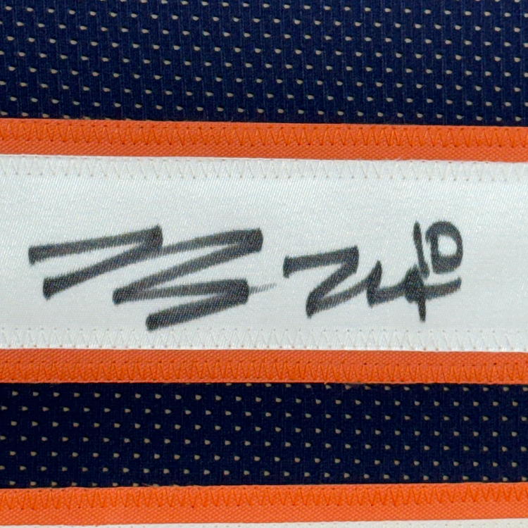 Framed Autographed/Signed Bo Nix 35x39 Denver Blue Football Jersey Beckett BAS COA
