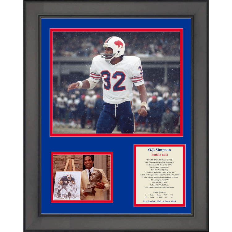 Framed O.J OJ Simpson Hall of Fame Buffalo Bills Football 11"x14" Three Photo Collage