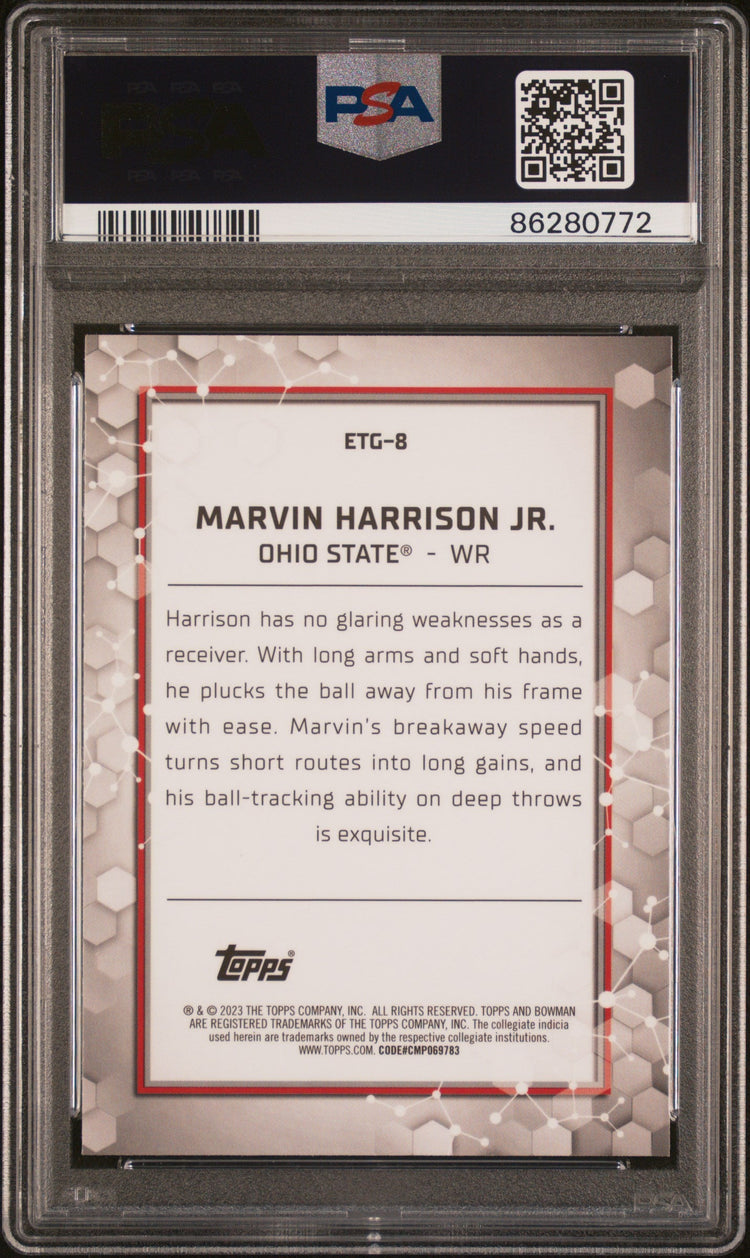Graded 2023 Topps Bowman U Best Marvin Harrison Jr #ETG8 Elements of the Game Rookie RC Football Card PSA 10 Gem Mint
