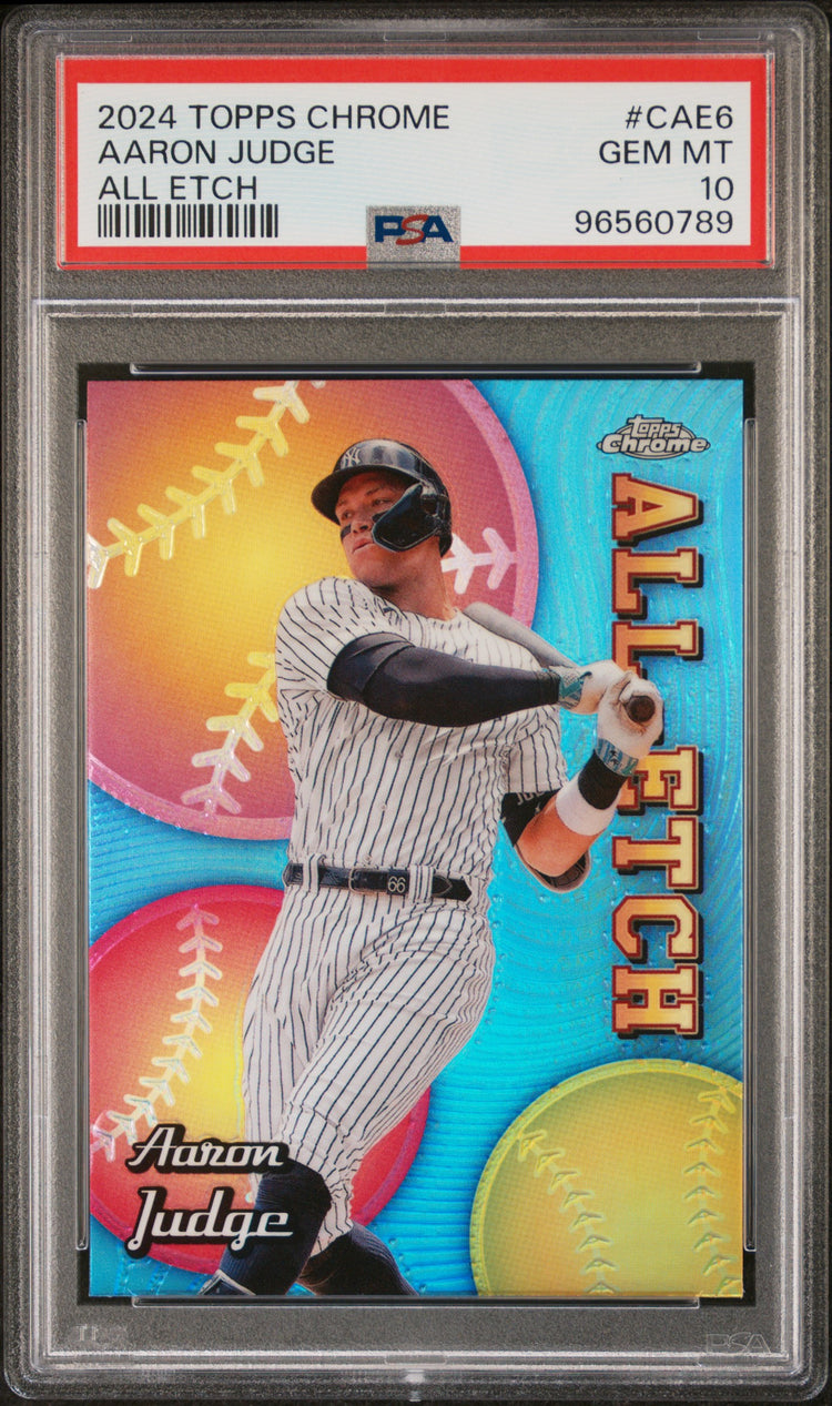 Graded 2024 Topps Chrome Aaron Judge #CAE6 All Etch Baseball Card PSA 10 Gem Mint