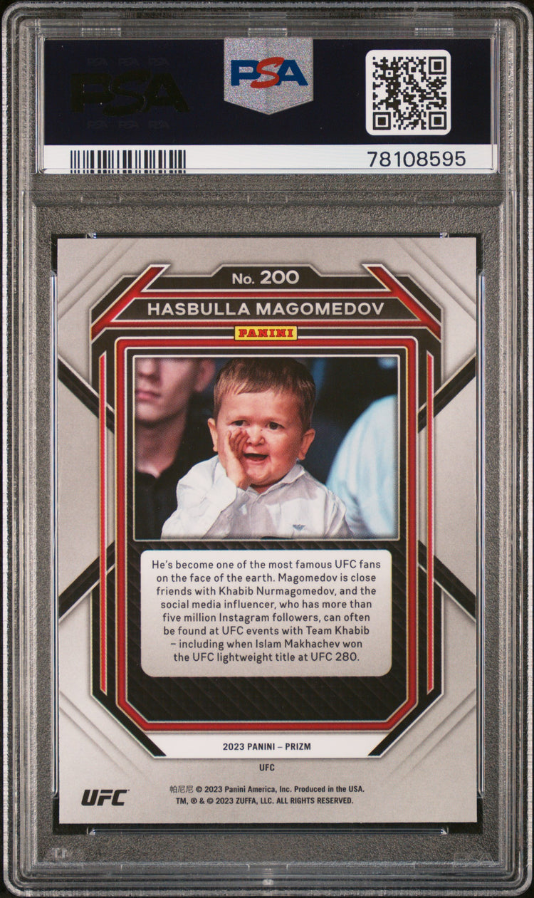 Graded 2023 Panini Prizm UFC Hasbulla Magomedov #200 Rookie RC UFC MMA Card PSA 10 Gem Mint