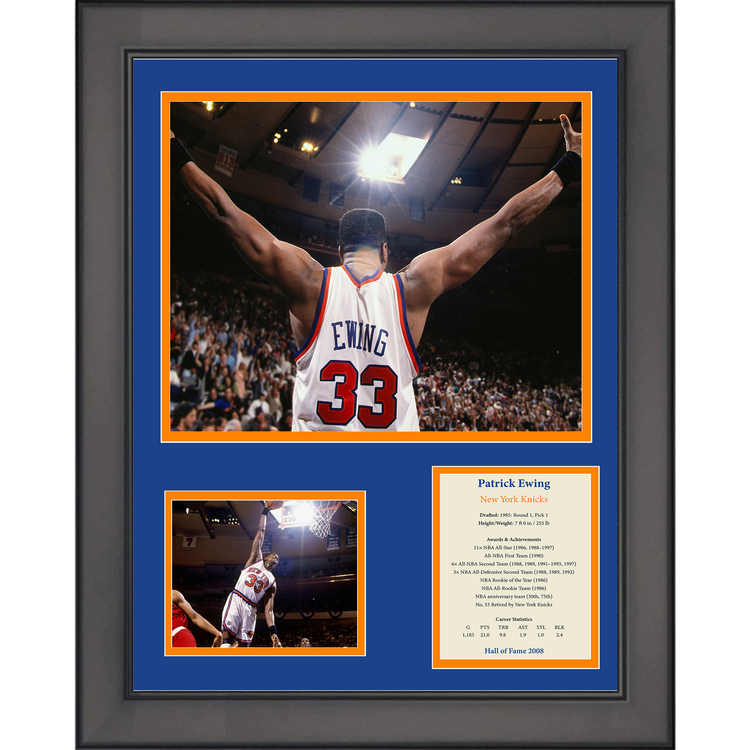 Framed Patrick Ewing Hall of Fame Basketball 11"x14" Three Photo Collage
