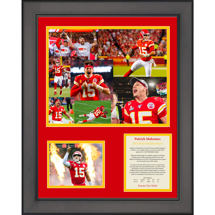 Framed Patrick Mahomes 2022 Most Valuable Player MVP Award Kansas City Chiefs 11"x14" Football Three Photo Collage